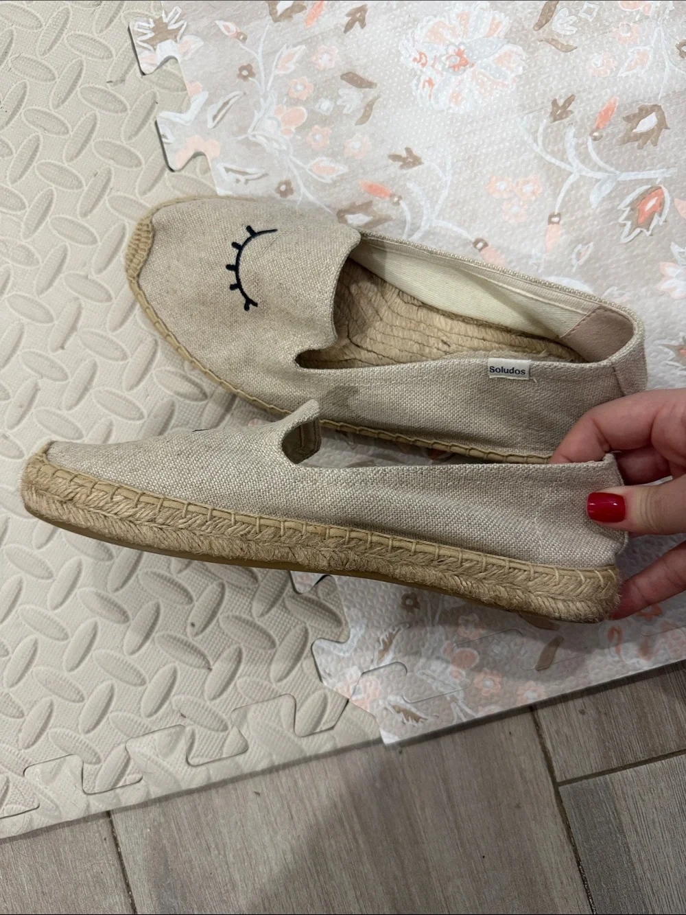 Soludos Natural Canvas Espadrilles with Eye Motif